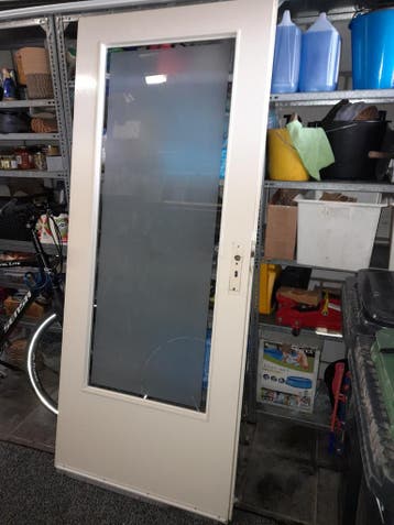 Gratis, Opdek binnendeur wit met mat glas - 83x201 cm