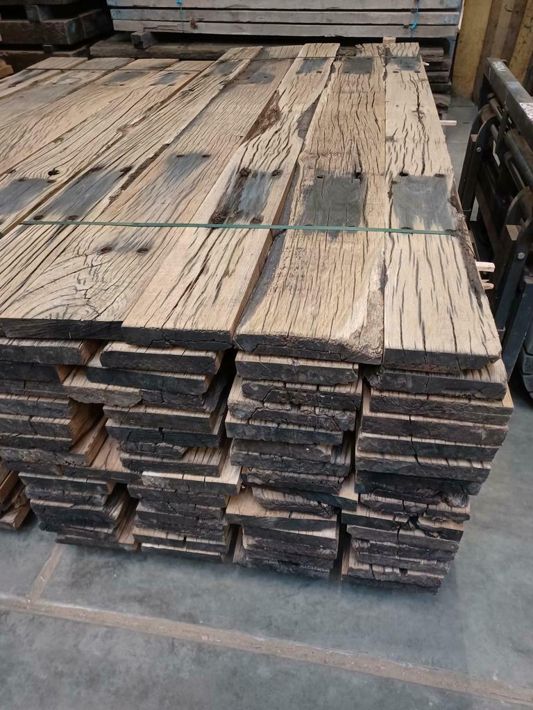 Oud eiken  planken  spoorplanken wagondelen bielzen planken, Ophalen of Verzenden, Zo goed als nieuw, Eiken
