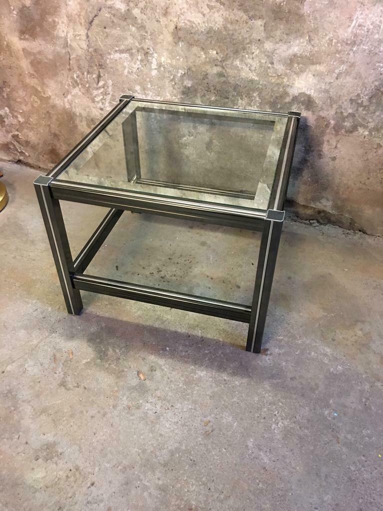 Jaren 80 bijzet tafel in de stijl van Pierre Vandel, Minder dan 45 cm, Minder dan 55 cm, Gebruikt, Metaal of Aluminium