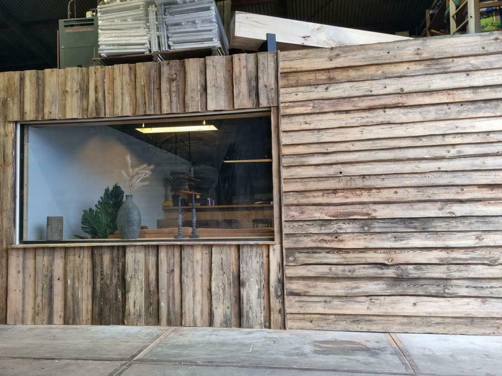 grenen wandbekleding gezaagd uit oude balken., Gebruikt, Minder dan 25 mm, Grenen, Ophalen of Verzenden