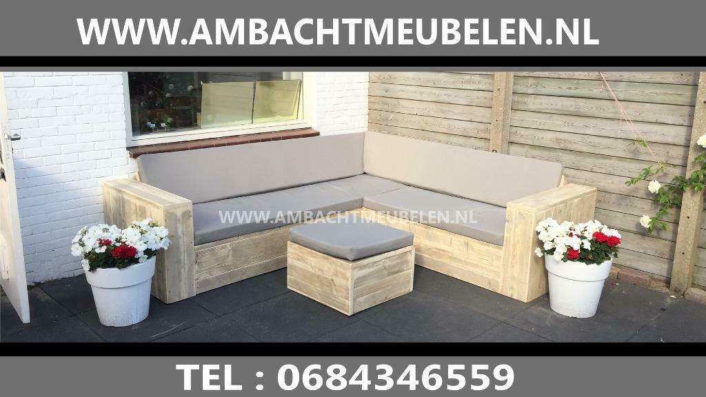 Steigerhouten Hoekbank Loungeset Loungebank Tuinbank SALE, Tuin en Terras, Tuinsets en Loungesets, Nieuw, Steigerhout, Ophalen
