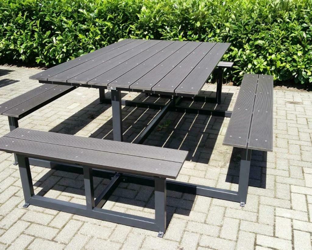 Vierkante picknicktafel, jumbo of 3 zijdig. Duurzaam, Ophalen of Verzenden, Nieuw, Vierkant, Staal