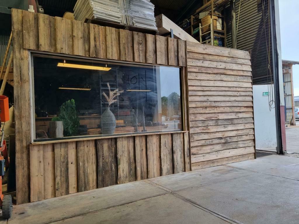 grenen wandbekleding gezaagd uit oude balken., Gebruikt, Minder dan 25 mm, Grenen, Ophalen of Verzenden