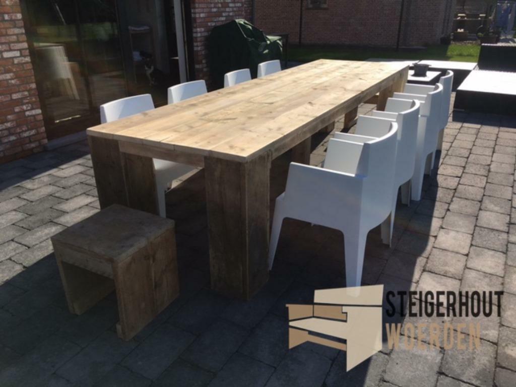 Steigerhouten eettafel Steigerhout tuinset gratis levering, Eettafel, Meer dan 8 zitplaatsen, Steigerhout, Nieuw