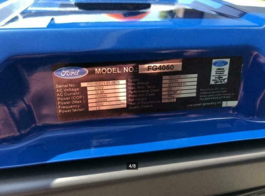 FORD GENERATOR FG4050, Benzine, Nieuw, Ophalen of Verzenden, Geluidgedempt