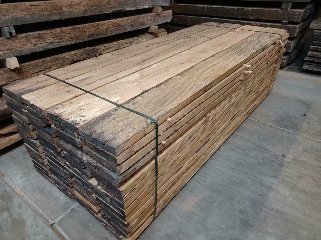 Oud eiken  planken  spoorplanken wagondelen bielzen planken, Ophalen of Verzenden, Zo goed als nieuw, Eiken