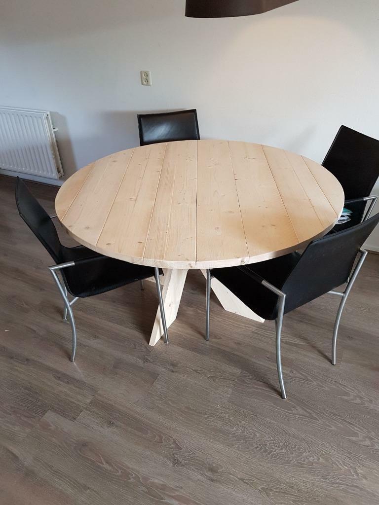 Tafel rond steigerhout binnen buiten, Rond, Nieuw, Ophalen of Verzenden, Vijf personen of meer