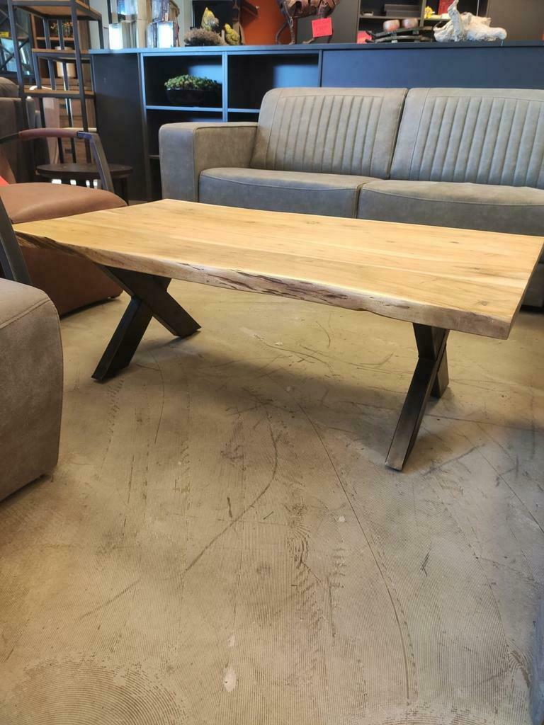 Salontafel massief ACACIA Boomstam met X-poot NIEUW, Ophalen, Nieuw, Overige materialen