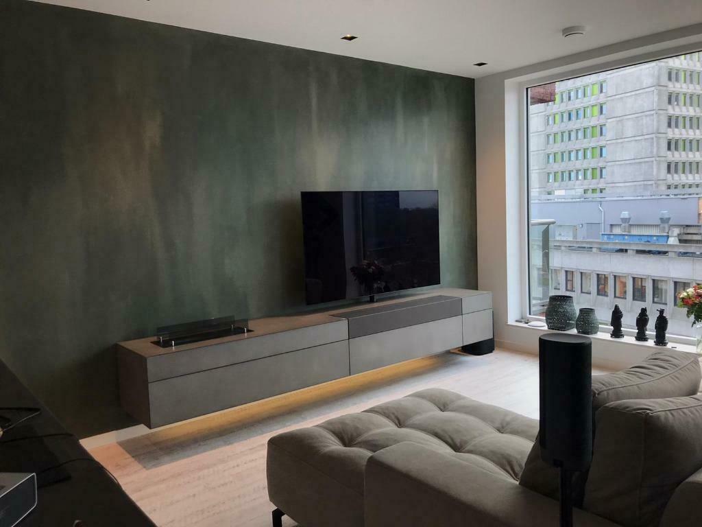 Tv-soundbar -meubel AVS 300 met bio-ethanol haard (11) Artyx, Kunststof, Nieuw, Ophalen of Verzenden, 200 cm of meer