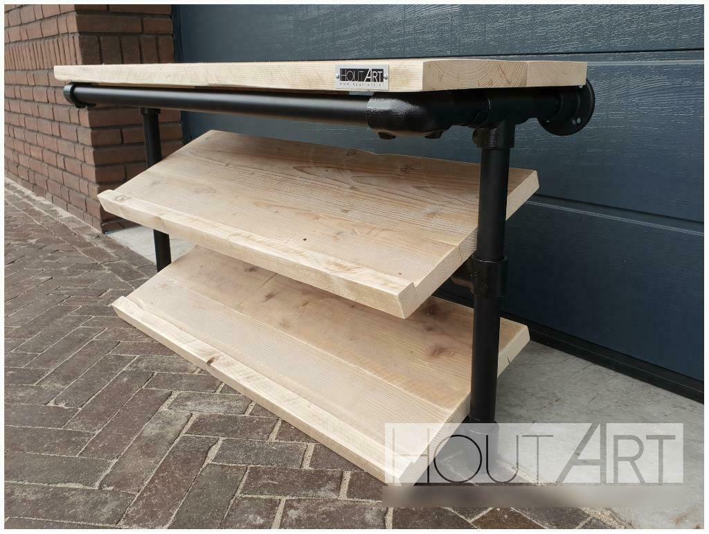 Schoenenrek zwarte steigerbuis met steigerhout (wandmodel), Huis en Inrichting, Kasten | Schoenenrekken, Nieuw, Ophalen of Verzenden