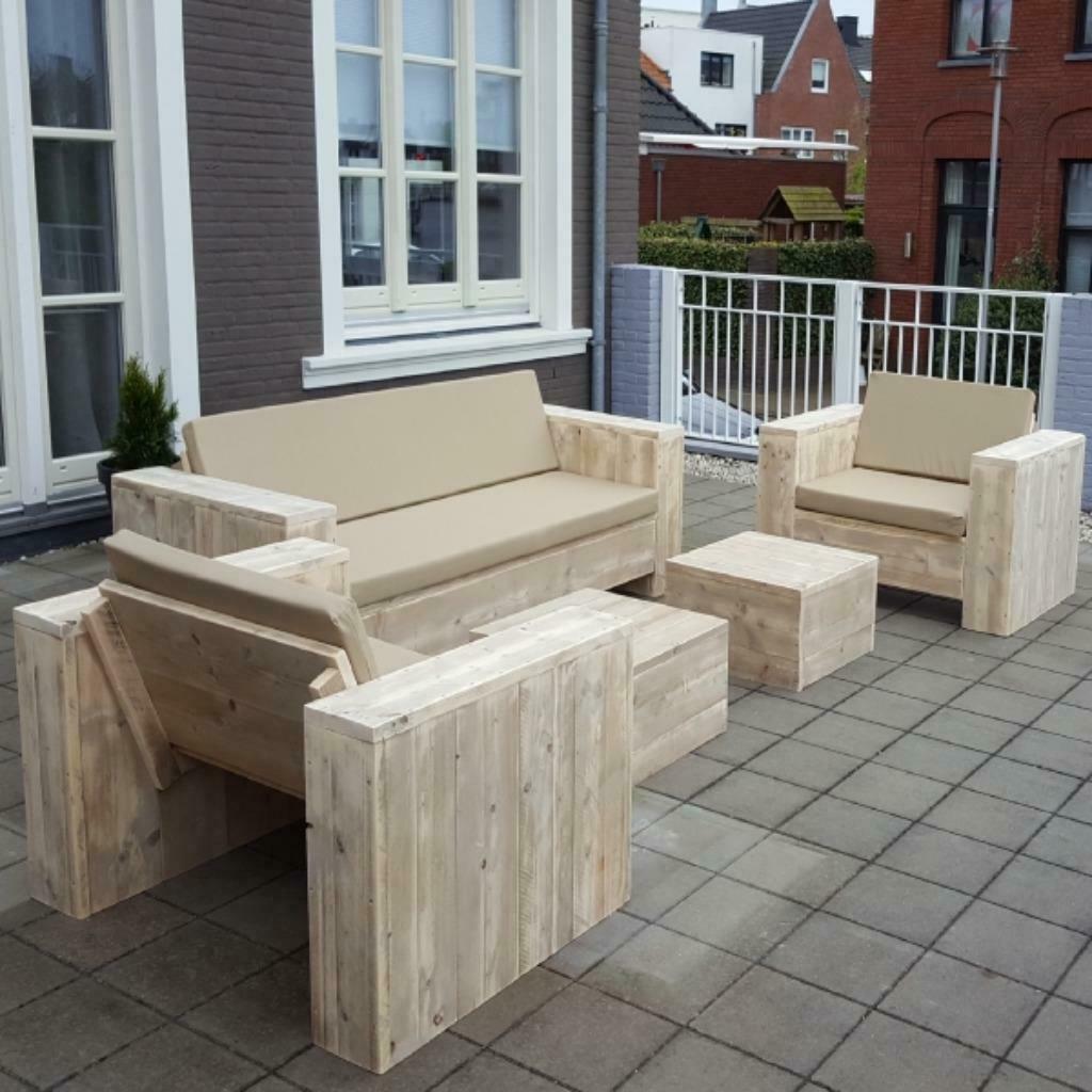 steigerhout tuinset en Loungeset SHOWROOM ELKE DAG OPEN, Verzenden, Bank, Steigerhout, Nieuw