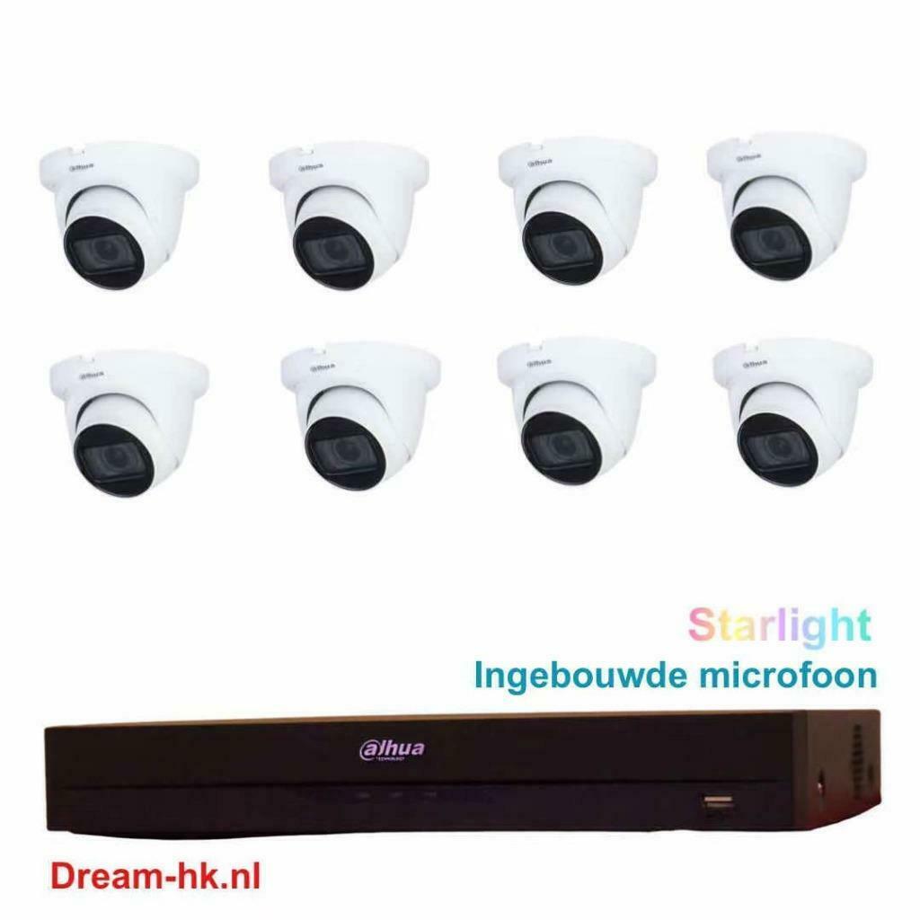 5MP Dahua Starlight camera set / 8CH DVR+8x camera's (Audio), Ophalen of Verzenden, Nieuw, Buitencamera