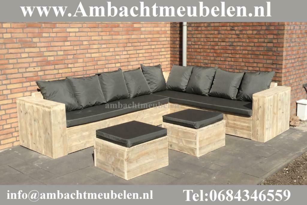 steigerhout Loungeset Hoekbank Tuinbank SHOWROOM OPEN ACTIE, Tuin en Terras, Tuinsets en Loungesets, Nieuw, Steigerhout, Ophalen of Verzenden