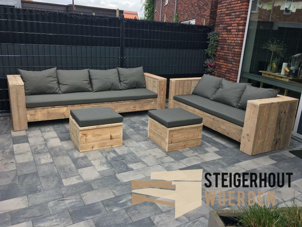 Steigerhouten loungeset tegen actie prijzen steigerhout bank, Verzenden, Bank, Steigerhout, Nieuw