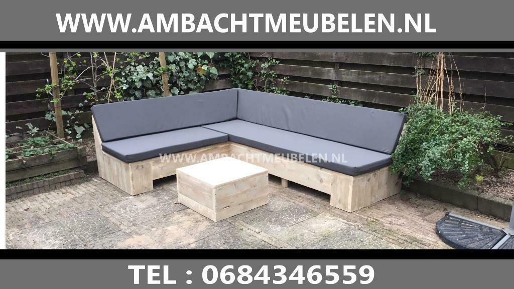 Steigerhouten Hoekbank Loungeset Loungebank Tuinbank SALE, Ophalen, Nieuw, Steigerhout