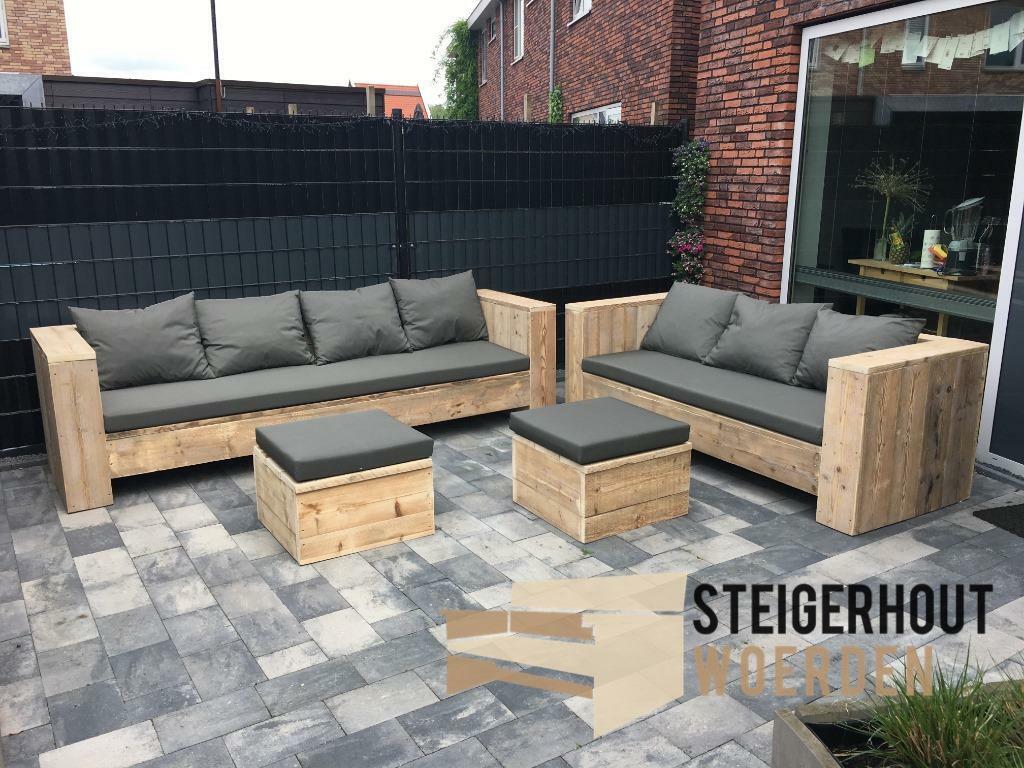 Steigerhouten loungeset tegen actie prijzen steigerhout bank, Verzenden, Bank, Steigerhout, Nieuw