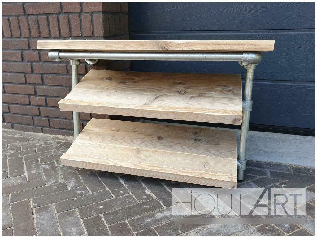 Schoenenrek wandmodel steigerbuis met steigerhout!, Huis en Inrichting, Info@hout-art.nl, Nieuw, Ophalen of Verzenden, Hoeves 3 in Schijndel