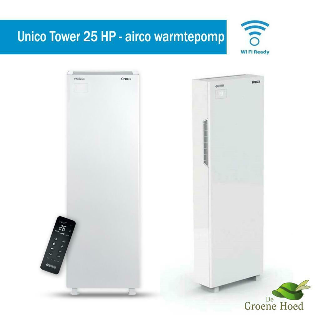 Unico Tower 25 HP slanke verwarming & airco zonder buitenuni, Koelen en Ontvochtigen, Energieklasse A of zuiniger, Nieuw, 3 snelheden of meer