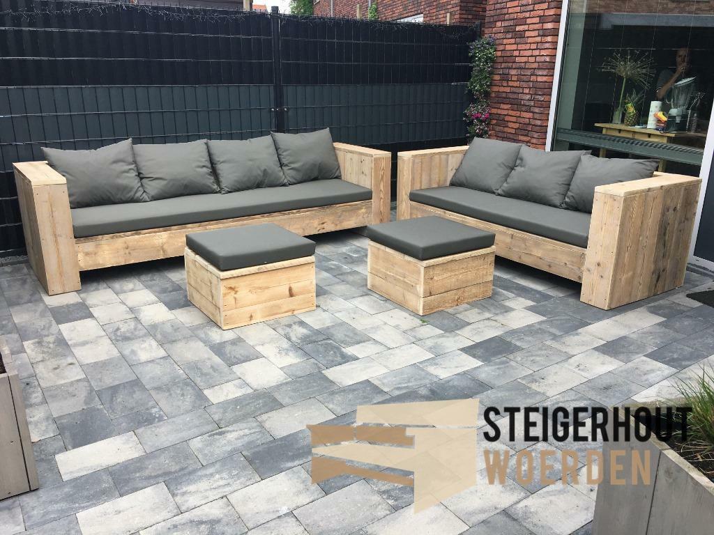Steigerhouten loungeset tegen actie prijzen steigerhout bank, Verzenden, Bank, Steigerhout, Nieuw
