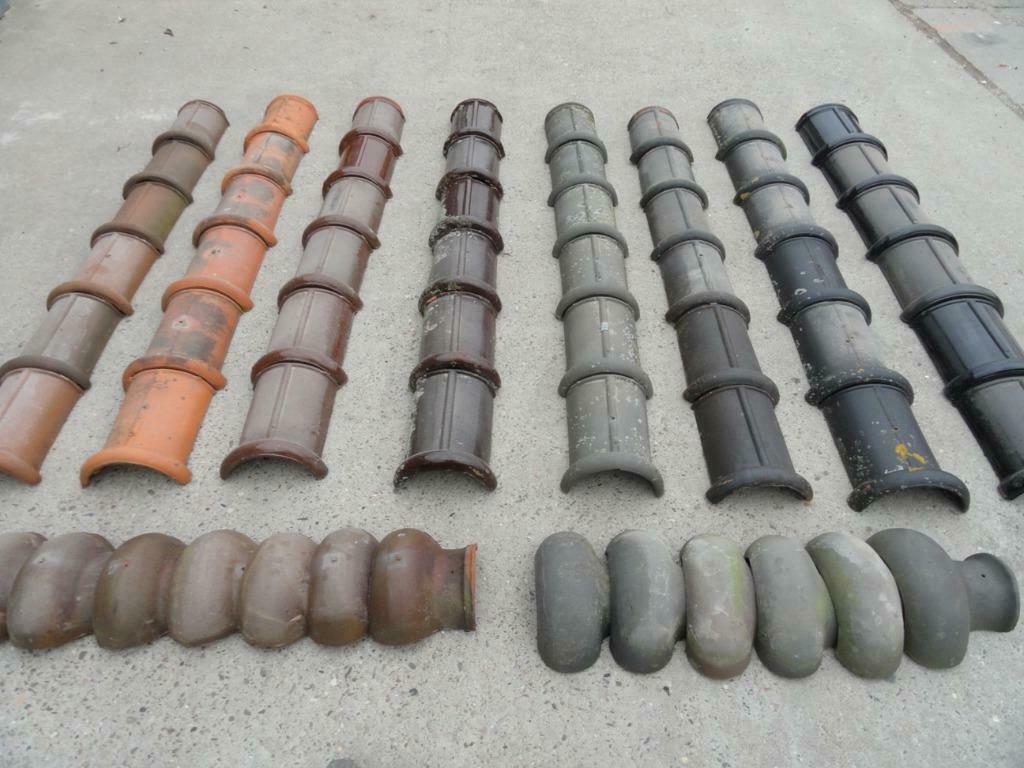 Diverse gebruikte dakpannen, nokvorsten en gevelpannen., Ophalen, Gebruikt, 15 m² of meer, Dakpannen