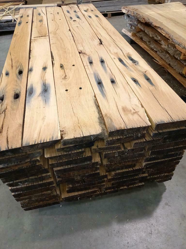 Oud eiken planken  wagonpdelen bielzenplanken spoorplanken, Ophalen, Eiken, Plank