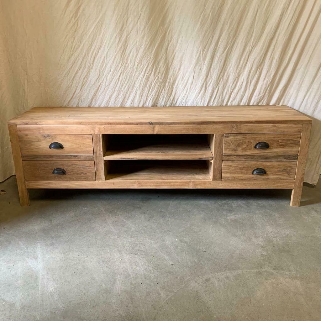 TV meubel - massief teak hout - vanaf € 245,- Bij TTM Wonen, TTM Wonen, Meubels – (Perzische) Tapijten en Woonaccessoires, 150 tot 200 cm