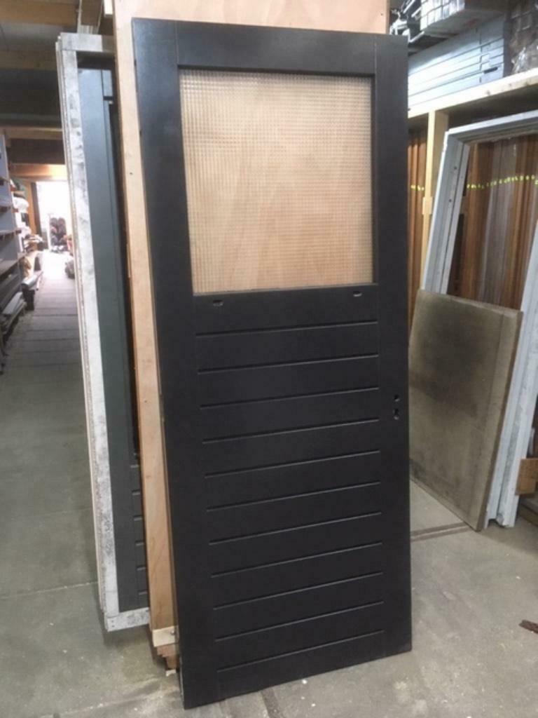 hardhouten buitendeur hoge borstwering met draadglas, Ophalen, 80 tot 100 cm, 215 cm of meer, Nieuw