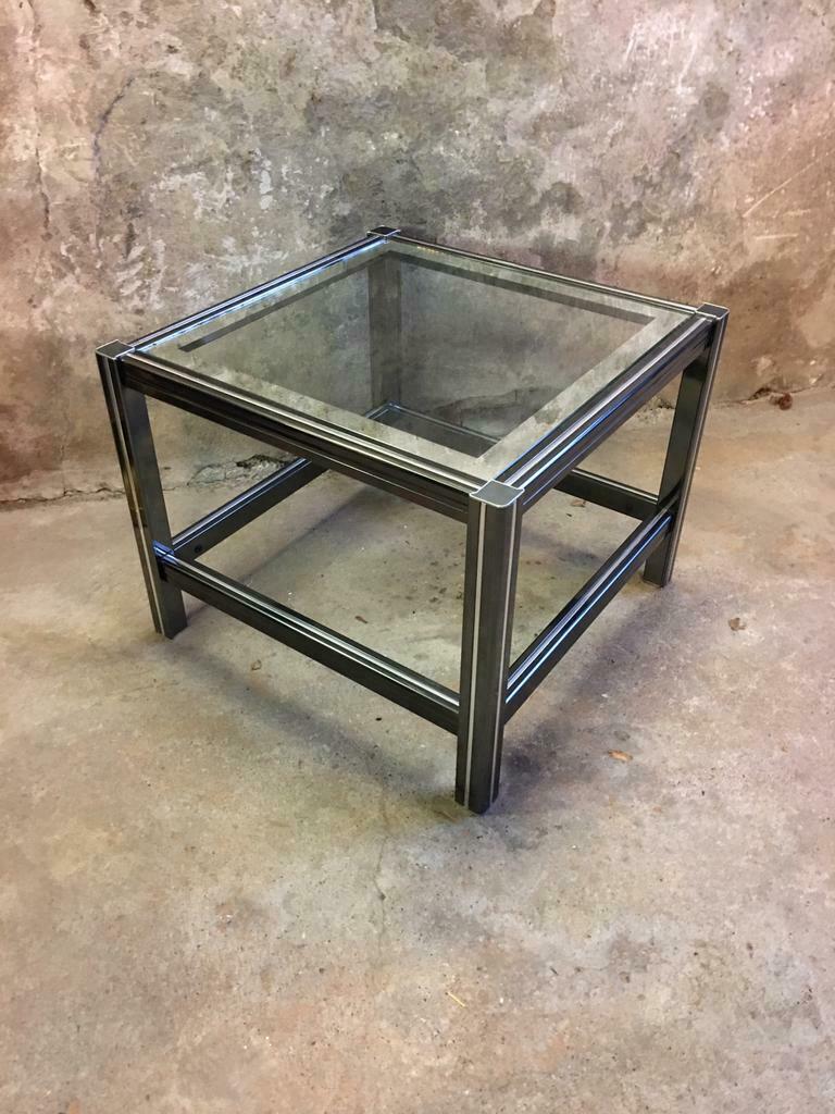 Jaren 80 bijzet tafel in de stijl van Pierre Vandel, Minder dan 45 cm, Minder dan 55 cm, Gebruikt, Metaal of Aluminium