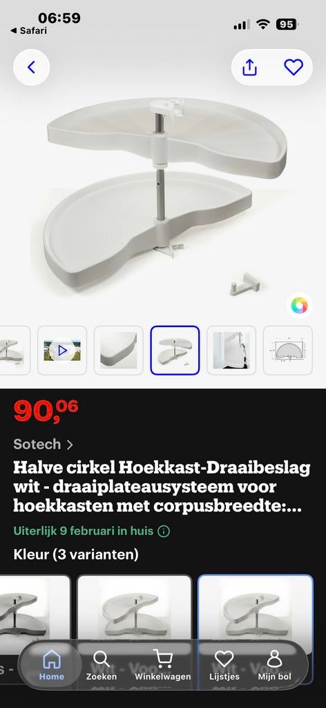 Halve Cirkel Draaiplateau voor Hoekkast, Huis en Inrichting, Keuken | Keukenelementen, Ophalen, Wit, 50 tot 100 cm, Zo goed als nieuw