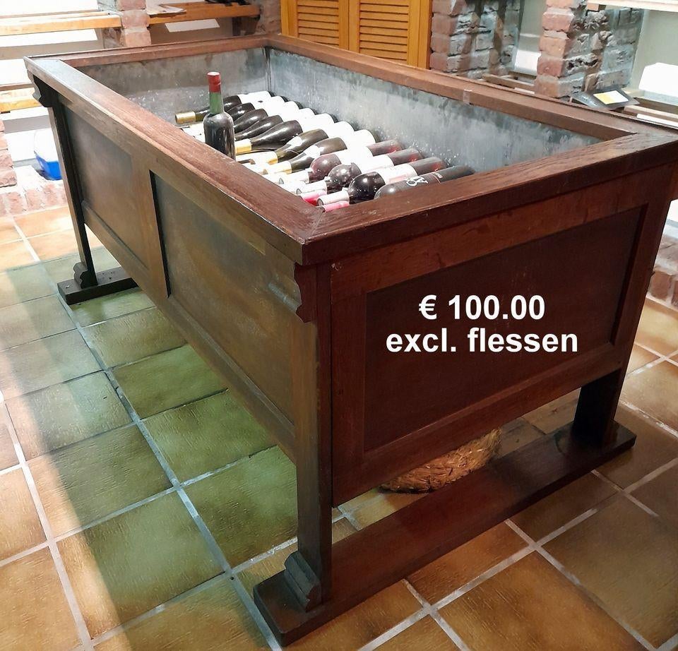 Eiken Plantenbak/Verkoopbak, Ophalen, 100 cm of meer, Zo goed als nieuw, Binnen