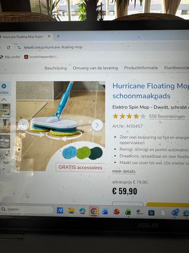 Electrische mop met pads, Ophalen of Verzenden, Mop of Dweil