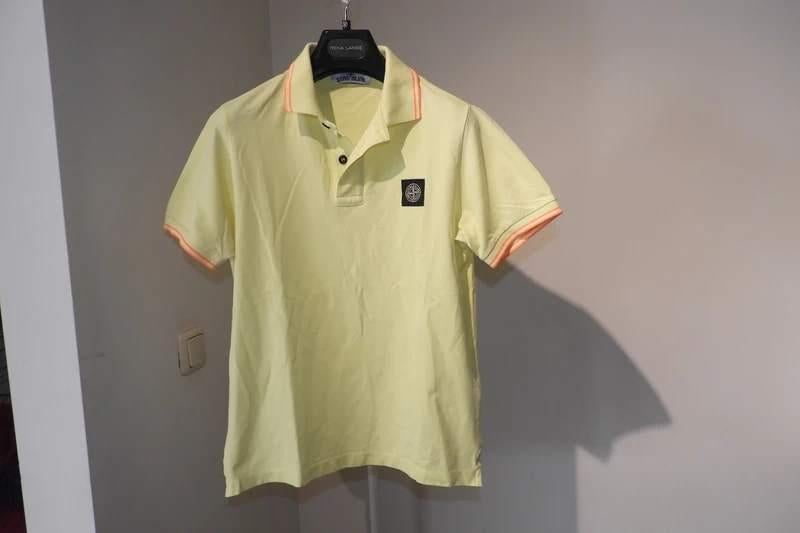 Stone Island gele polo oranje accenten merk embleem borst S