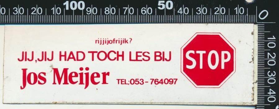 Sticker: Rijschool Jos Meijer, Ophalen of Verzenden, Zo goed als nieuw, Bedrijf of Vereniging