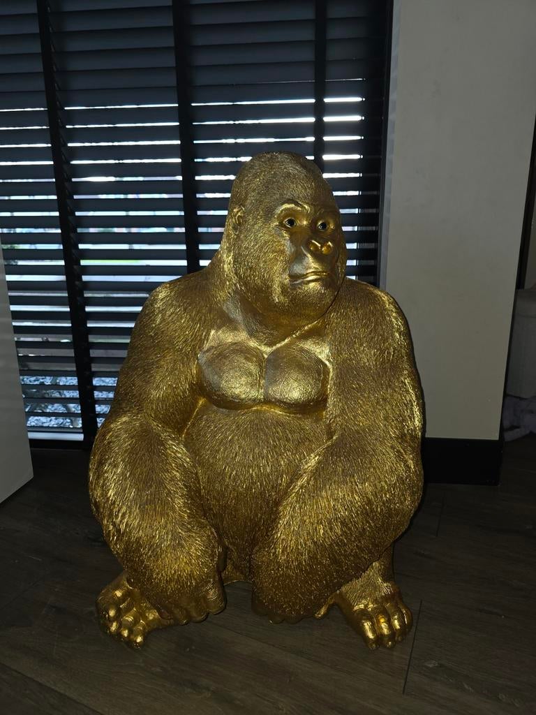 Gouden Gorilla Beeld - Prachtig Decoratieobject, Ophalen, Zo goed als nieuw, Dier