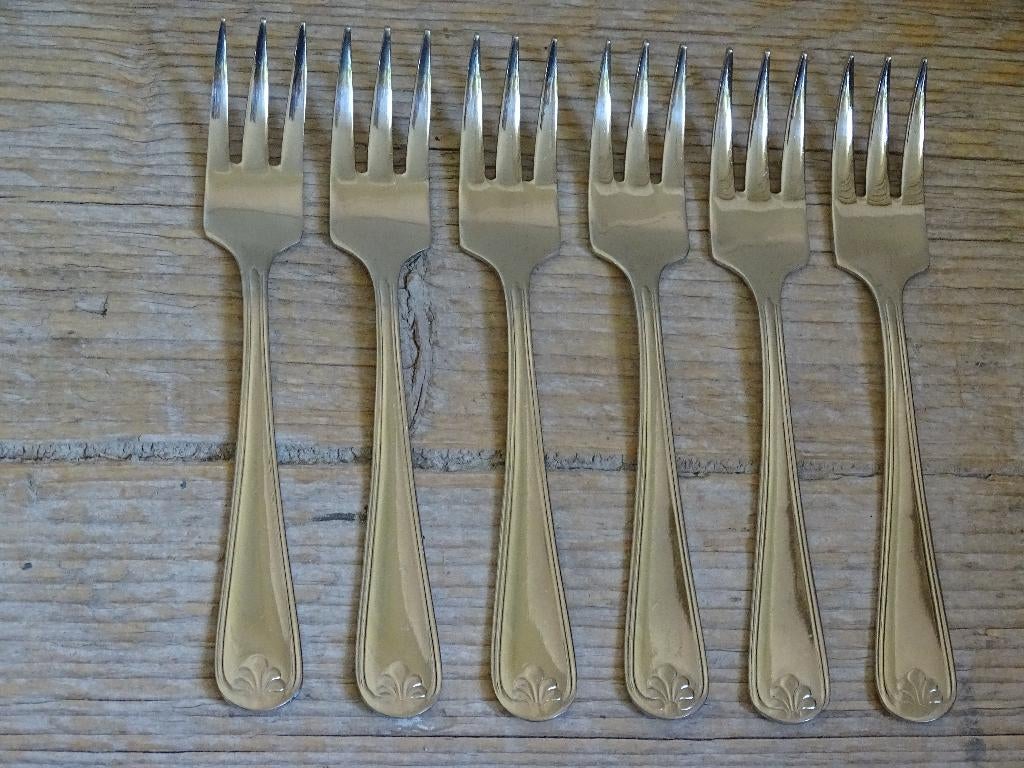 6x Taartvorkje, Sola Exclusief, met Waaiertje, z.g.a.n., Ophalen of Verzenden