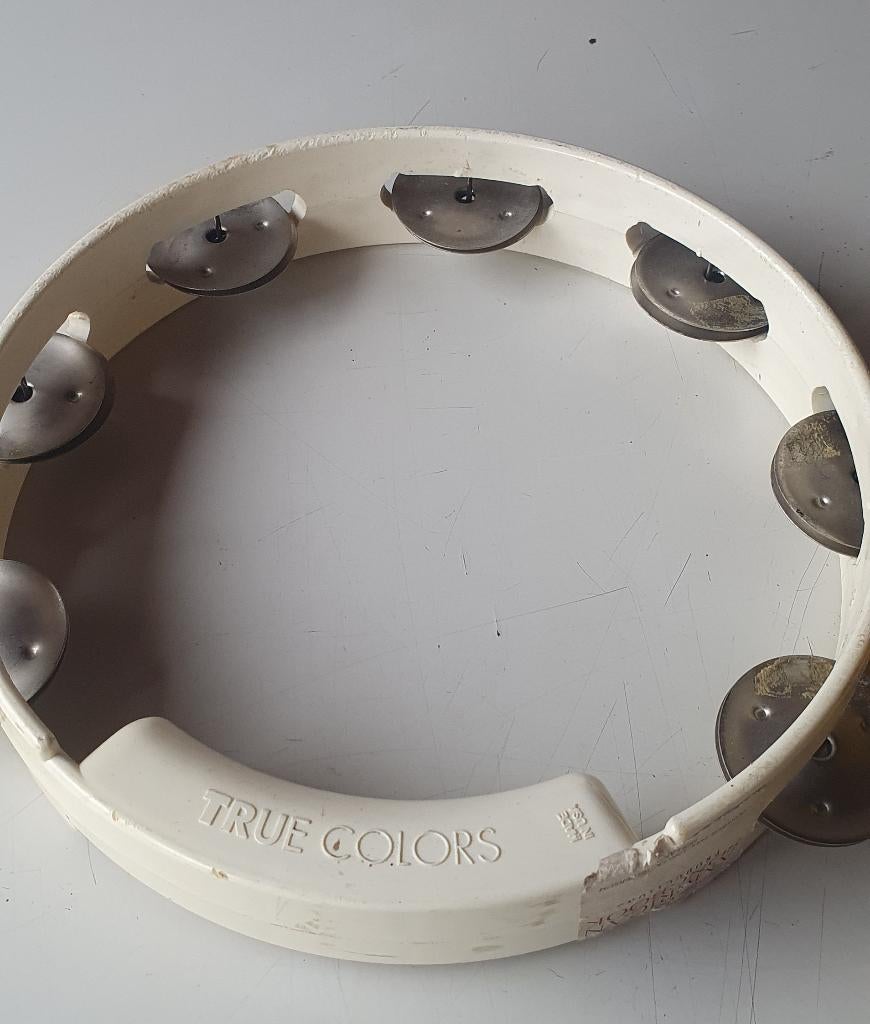 Tamboerijn True Colors 21cm kunststof wit 7 paar schellen  , Muziek en Instrumenten, Percussie, Ophalen of Verzenden, Gebruikt