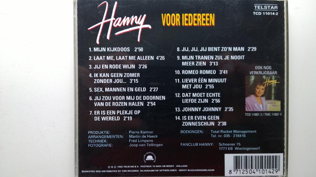 Hanny - Voor Iedereen, Ophalen of Verzenden, Zo goed als nieuw, Levenslied of Smartlap