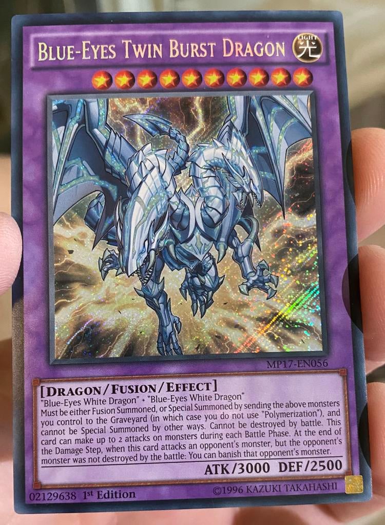 Yu-Gi-Oh! Blue-Eyes Twin Burst Dragon MP17 1st Secret Rare !, Verzenden, Zo goed als nieuw, Losse kaart, Foil