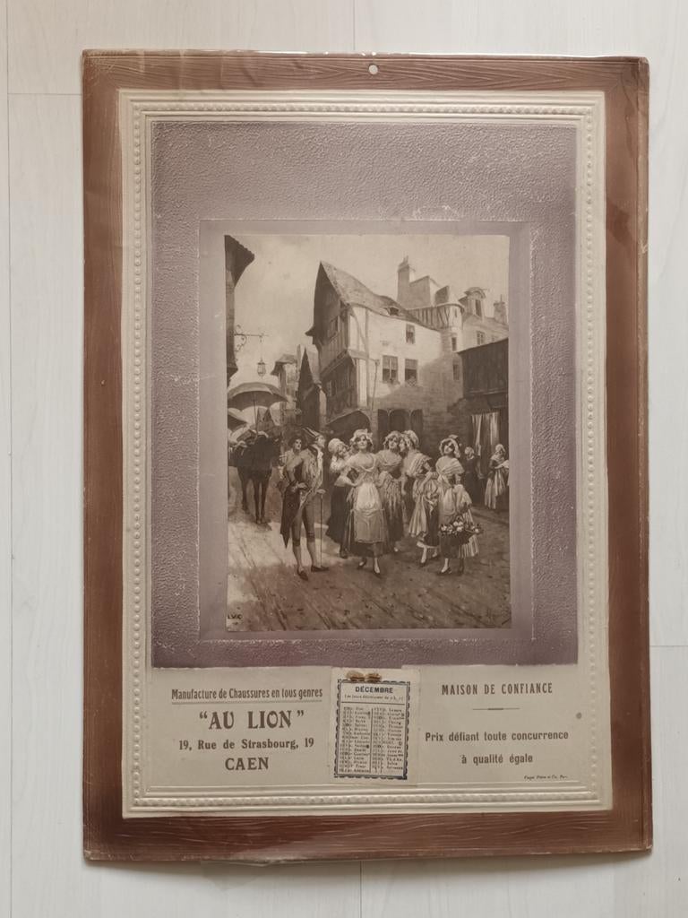 Antieke Au Lion Reclameplaat Caen, Ophalen of Verzenden