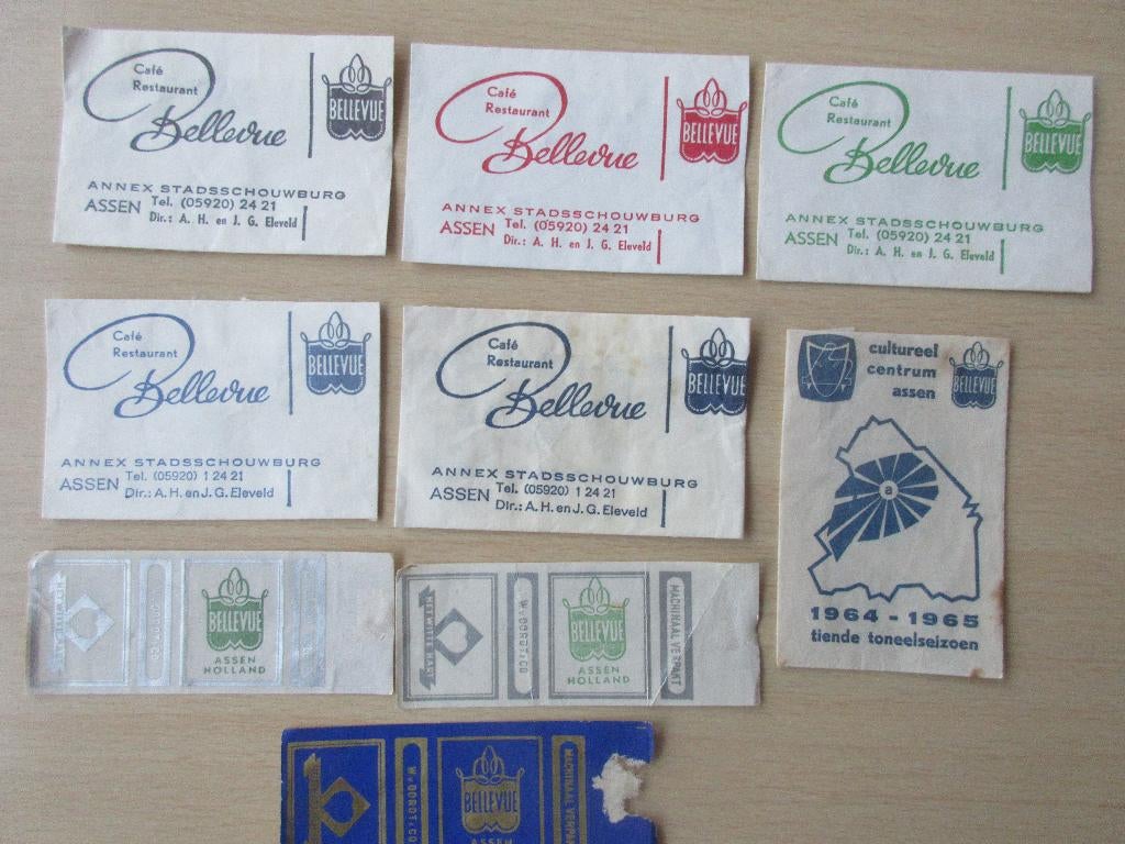 9 x Assen, café-rest.-annex stadsschouwburg Bellevue, Verzenden, Nederland