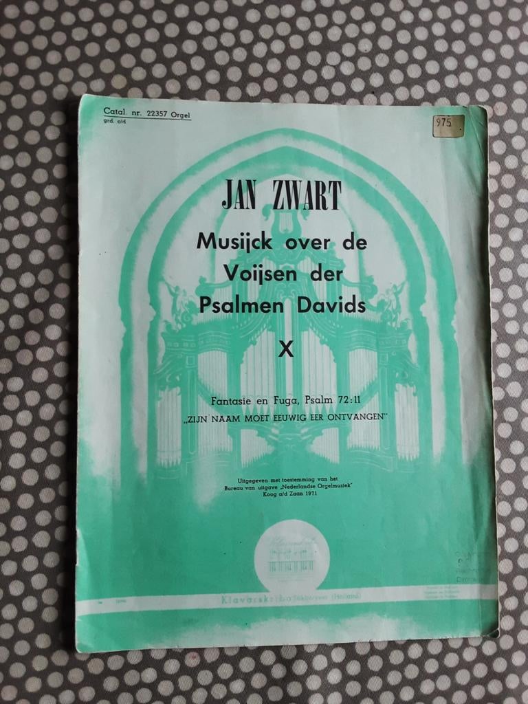 Jan Zwart - Fantasie en Fuga   Psalm 72     klavarskribo, Orgel, Gebruikt, Ophalen of Verzenden, Religie en Gospel