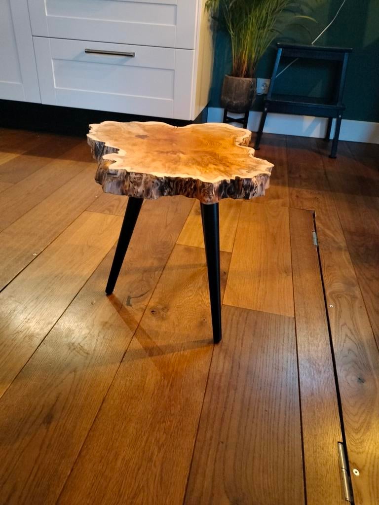 Taxus Bijzettafel - Uniek Design - 80 jaar oud, Minder dan 45 cm, Minder dan 55 cm, Nieuw, Natuurlijk