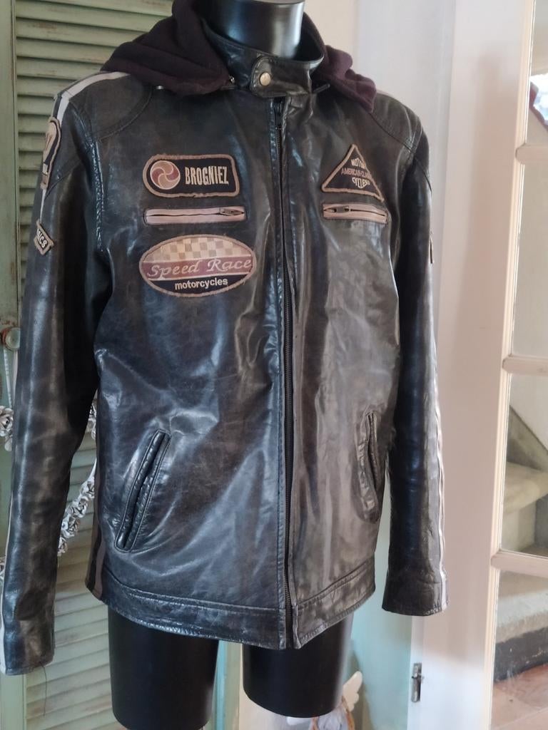Vintage motor American - classics cycles jas met capuchon, Ophalen of Verzenden, Maat 52/54 (L), Zwart