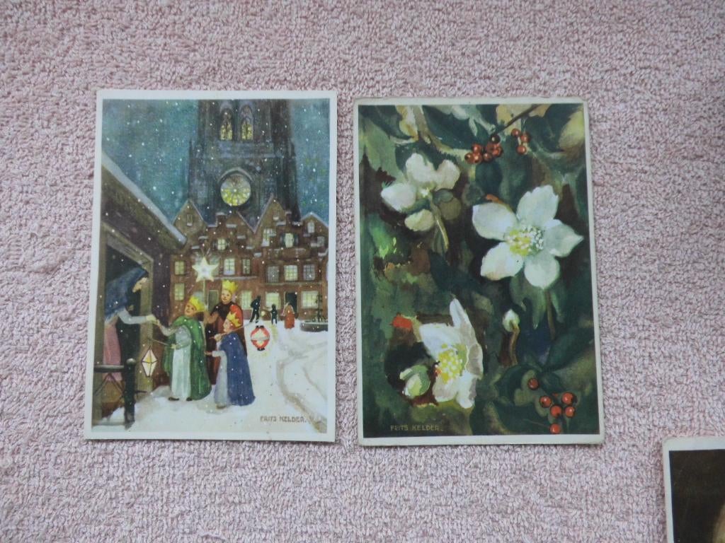 Frits Kelder, Kerstrozen en Driekoningenavond., Ophalen of Verzenden, 1940 tot 1960, Ongelopen, Feest(dag)