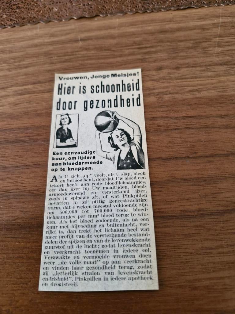 003 Oude reclame advertentie - schoonheid en gezondheid, Verzamelen, Tijdschriften, Kranten en Knipsels, Ophalen of Verzenden