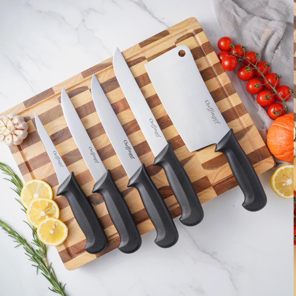 Messenset Cheffinger 5-delig roestvrijstaal Zwart, Huis en Inrichting, Keuken | Bestek, Ophalen of Verzenden, Babijhandel@gmail.com