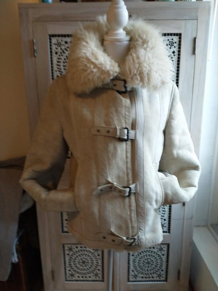 Vintage retro zeldzame Lammy Coat, wit. off-white, Ophalen of Verzenden, Zo goed als nieuw, Maat 38/40 (M), Wit