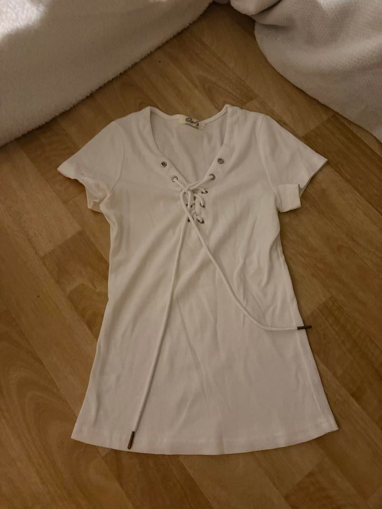 Wit shirt met veters - Only, Verzenden, Zo goed als nieuw, Wit