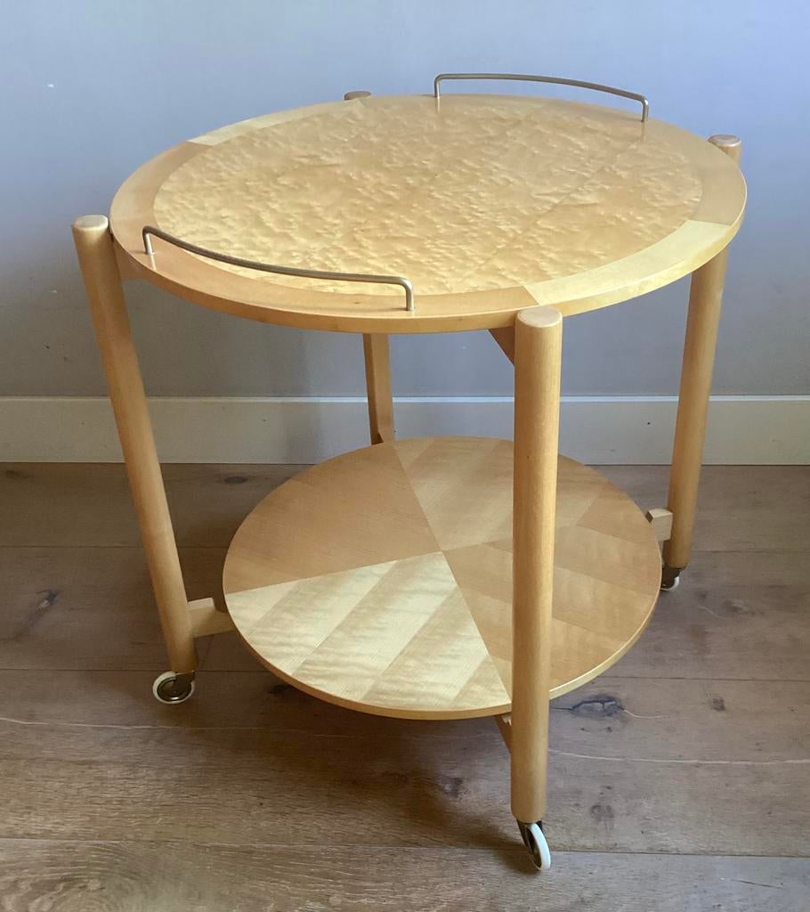 Serveertafel berken Tomas Jelinek IKEA Stockholm serie, Huis en Inrichting, Tafels | Bijzettafels, Zo goed als nieuw, Rond, 60 cm of meer