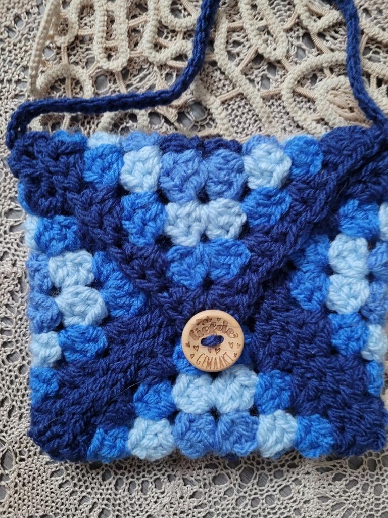 Blauw Gehaakt  mini tasje, Ophalen of Verzenden, Nieuw, Blauw, Schoudertasje